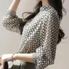 Frauenblusen Design -Print Chiffon Shirt Frühling Sommer Modebluse 2023 Koreanischer Stil eleganter runder Hals Langarm Langarm lässig für Frauen