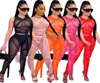 Femmes Sexe Jumps Courstes Perspective Perspective Bandage Couleur solide Sans manches à deux pièces Costumes BodyCon Jumps Courstes Rompers BodySity9714410