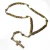 Wooden Beaded Cross Pendant Charm Necklace Christian Jewelry Religious Jesus Rosary Wood Beads Jewelry277U