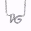 Anpassade namn Baguette Letters With Tennis Chain Halsband CZ Iced Out Zircon Pendant Hip Hop Jewelry298L