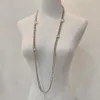 2023 Luxury Quality Charm Long Sweater Chain Pendant Halsband med diamant och pärla i 18K guldpläterad har boxstämpel PS7504A254N