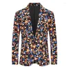 Herrdräkter Fashion Flower Slim Fit Jacket Personlighet Printed Party Business Casual Suit S-3XL