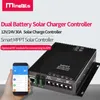 Accessoires 30A MPPT Contrôleur Prise en charge de l'application Bluetooth LCD 12V / 24V pour leadacide lithium Dual Battery Solar Charger Controller MPPT 30A
