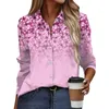 Women's T Shirts Shirt Blouse Floral Print Button Long Sleeve Casual Basic Collar Regular Top Fall Temperament Pattern