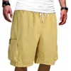 Men's Pants Mens Solid Color Button Casual All Shorts Fashionable Woven Cargo With Pockets Denim Men