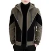 Men's Jackets Windproof Winter Jacket For Men Hooded Drawstring Warm Coat With Color Matching Thick Soft Plus Size Long