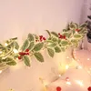 Dekorativa blommor 1,75 m Artificial Holly Leaves Vine Red Berries Christmas Rattan Diy Garland Wreath Xmas Tree Hnaging Ornamente Home