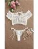 Bras sets porno vrouwen sexy lingerie set kostuums babydoll 2pcs pyjama's string toppen daisy print kanten transparante seethrough panti1039162