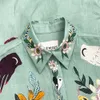 Australian Designer tweedelig groen casual losse print linnen shirt met korte mouwen met hoge taille elastische shorts dames designer kleding