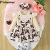 Mädchenkleider Prowow 3-24M Herbst Winter Kinder Babykleider für Mädchen Faux-zwei Bowknot rosa Blumenpartykleid+Stirnband Newbron Baby Girl Pottel231222