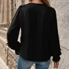 Women's Blouses Solid Color Shirt Top Womens V Neck Clamping Long Sleeve For Women Commuting Ladies Shirts Pullover Tops Ropa De Mujer
