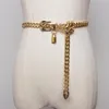 أحزمة 2022 سلسلة ذهبية الحزام قفل المعادن للنساء سلاسل المفتاح الكوبي الكوبي الفضة لباس حزام طويل Ketting Riem cummerbunds228p