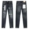 Men's Jeans Purple Mens Fashion Trends Distressed Black Ripped Biker Slim Fit Motorcycle Mans Pants 28-40