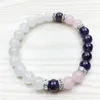 SN1029 Fashion Healing Amethyst Bracelet Wrist Mala Yoga Gift for Girls Natural Stone Jewelry Rose Quartz Snow Quartz Bracelet204h