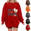 Damen Hoodies Sweatshirts Plus Size Happy Year Sweatshirt Welcome 2024 Slogan Letter Print Bluse Langarm Rundhalspullover