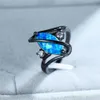 Estilo exclusivo feminino anel de pedra opala feminina vintage Black Gold Wedding Rings for Women Promise Love Engagement Ring291V