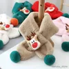 Les écharpes s'enroulent mignon cartoon cerf faux lapin fourrure écharpe des enfants garçons filles épais moelleux shl bébé hiver croix chaude protection du cou bib v48