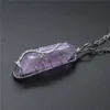 Pendant Necklaces Retro Fashion Natural Stone Purple Crystal Jewelry Irregularity Necklace Sweater Chain Women Wire Wrap Lucky Gif274H