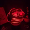 Luci notturne simpatica animale rana triste pepe si sente male brav'uomo brav'uomo 3d lampade al neon 3d regalo colorato RGB per bambini tavolo da letto per bambini decoro207r