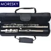 MORESKY 16/17 trous fermés/ouverts flûte à clé C Instrument Cupronickel flûte de Concert plaquée Nickel/argent avec clé E