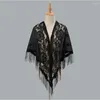 Scarves Elegant Women Triangle Scarf Lace Embroidered Evening Dress Shawl Wedding Bolero Hollow Ladies Shrugs Party Tassel Shawls