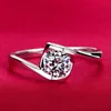 S925 Silver Wedding Anel Ring 18K Real White Gold Plated Cz Diamond 4 Prong Engagement Wedding Bridal Ring Women Whole239a