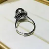 Cluster Rings MeiBaPJ 10mm Natural Semiround Pearl Black Sunflower Ring Real 925 Silver Empty Holder Fine Wedding Jewelry For Women