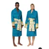 Basic Casual Dresses Mens Luxury Classic Cotton Bathrobe Men And Women Brand Sleepwear Kimono Warm Bath Robes Home Wear Unisex Bat Dhp0X