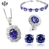 Bracelet de bijoux de couleur diamant tanzanite Petal Ring Blue Crystal Pendant quatre griffes Sapphire Boucle d'oreille Bijoux Set253W