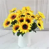 Decorative Flowers Multi Headed Artificial Flower Cut And Paste Silk Sunflower Christmas Wedding Party Bouquet Home Decoration Fake Flowe