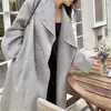 Dameswol Blends Premium Feels Super Beautiful Gray Cashmere Long Double Zided Woollen Coat Autumn and Winter Dikked Aanbeveling Hot Hot Hot