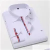 Herren Casual Shirts Herbst Herumn Männer Jeans 100%Baumwolle Stickerei Langarm Harmont Shirt Mode Slim Fit Blaine Shirtsmens Drop Lieferung A DHFAs