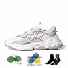 Chaussures de course ozweego pâle nude cristal blanc noir brillant cyan pusha t en cuir en cuir masculin baskets sportives king push era pessn # #