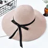 Wide Brim Hats Mad Caps Baseball Sports Foldable Beach Floppy Straw Summer Sunproof Shade Adjustable Mesh Solid Colors Bow Cap