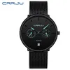 Mens Designer Watches Crrju Full Steel Casual Waterproof Watch for Man Sport Quartz Watch Men's Dress Calender Watch Relogio 289o