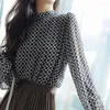 Women's Blouses Design Print Chiffon Shirt Spring Summer Fashion Blouse 2023 Koreaanse stijl Elegant Round Round Neck Casual voor vrouwelijk