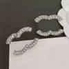 Ohrringe Einfache Edelstahl Gold plattierte Designer Ohrringe Marke Schreiben Geometrisch berühmte Frauen Kristal