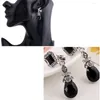 Backs Earrings Vintage Earring Clips No Pierced Ear Women Long (Black)