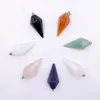 Natural Stone Long Hexagonal Cone Pendant Gem Stone Pendant Hexagon Pyramid Reiki Pendulum Fashion Pendant Charms Healing Chakra Amulet european fashionabla