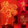 Night Lights Genshin Impact LED Light Anime Manga Figure Table Lamp 3D Novelty Illusion Indoor Bedroom Party Decor Indie Adult Kid279u