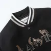 Giacca Lanvin Cheng Yi di Lanvin Langfan Zhaocai Serie Capsule Jinbao Black Ricolata Black Baseball Jersey per uomo e abbigliamento casual femminile