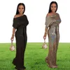 2020 fashion shiny party women039s sequined jumpsuits sexy skew collar short sleeve rompers wide leg pants laceup fashion over2724563