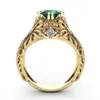 Emerald Color 14K Gold Ploated Ring for Woman Men Betrokkenheid Wedding Ring256H