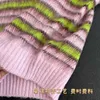 Tb150b~m Домашний вязаный кардиган из мохера в контрастную полоску с v-образным вырезом, пуловер для женщин, осенне-зимний ленивый свитер, куртка