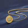 Подвесные ожерелья женская мода опал каменное ожерелье Золотое цвет из нержавеющей стали круглый