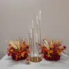 Candili metallici Candelabra Candele Candele con candele con 6 teste Centrotavola per matrimoni Vasi di fiori Decorazione