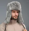 Berets Hair Lei Feng Hat For Men's Winter Fur Thickened Outdoor Warmth Ear Protection Cotton