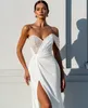 Glamourous Mermaid Wedding Dress 2023 Top Sequins Sweetheart Off Shoulder Slit Soft Satin Bridal Gowns Custom Made Vestidos De Noiva