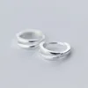 Boucles d'oreilles arrière S925 Silver Fashion Coréen Small Ring Tempérament Simple Double creux de boucle