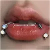 Labret Lip Piercing Jewelry Instagram Anti Allergy Sweet Cool Spicy Girl Titanium Steel Horseshoe Ring Side Devils Niche Puncture N Dhznh